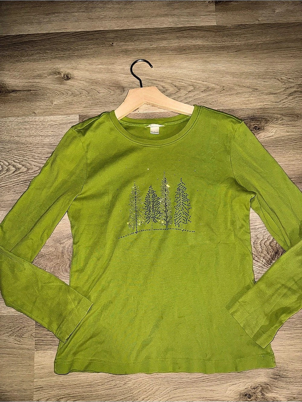 Christopher & Banks Women’s Long Sleeve Tree Rhinestone Tee